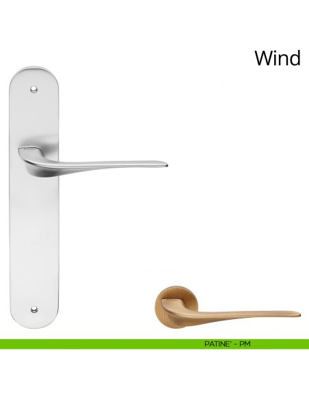 Maniglia con placca per porta Wind Linea Calì - patinè - placca cieca