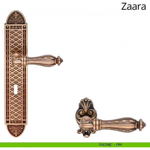 Maniglia con placca big per porta Zaara Linea Calì - patinè - foro patent