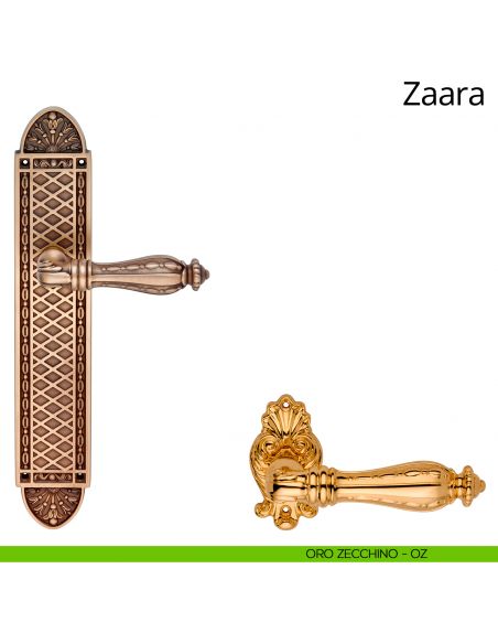 Maniglia con placca big per porta Zaara Linea Calì - oro zecchino - placca cieca