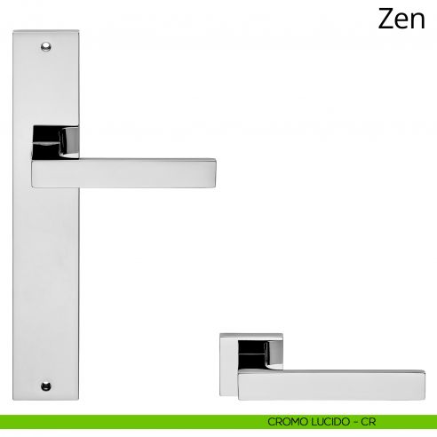 Maniglia con placca per porta Zen Linea Calì - cromo lucido - placca cieca
