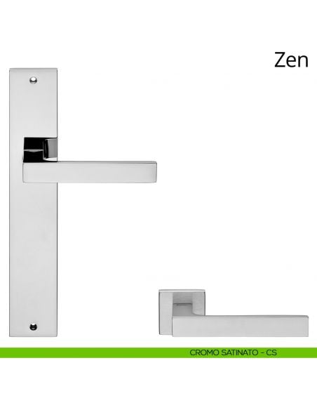 Maniglia con placca per porta Zen Linea Calì - cromo satinato - placca cieca