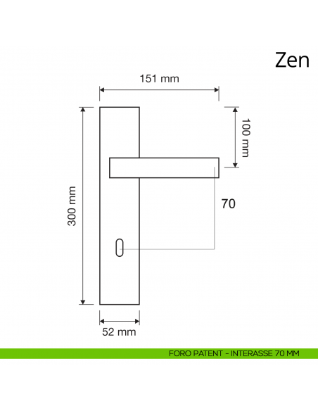 Maniglia con placca per porta Zen Linea Calì placca foro patent interasse 70 mm