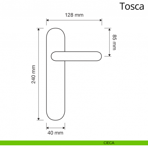 Maniglia con placca per porta Tosca Linea Calì placca cieca