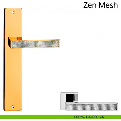 Maniglia Swarovski con placca per porta Zen Mesh Linea Calì - cromo lucido - placca cieca