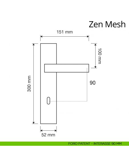 Maniglia Swarovski con placca per porta Zen Mesh Linea Calì placca foro patent interasse 90 mm