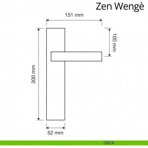 Maniglia legno con placca per porta Zen Wengè Linea Calì placca cieca