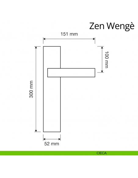 Maniglia legno con placca per porta Zen Wengè Linea Calì placca cieca