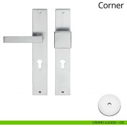 Maniglia per hotel su placca Corner con pomolo fisso Linea Calì 2