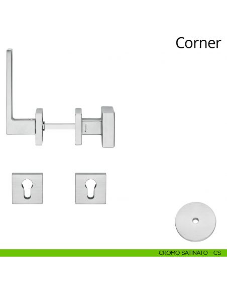 Maniglia per hotel su rosetta Corner con pomolo fisso Linea Calì cromo satinato