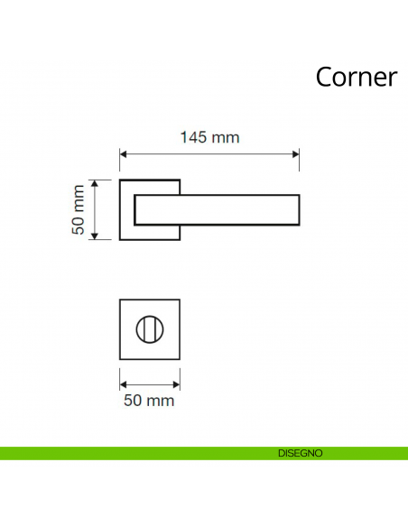 Maniglia per hotel su rosetta con nottolino Corner Linea Calì disegno