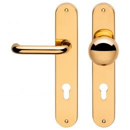 Maniglia per hotel su placca Samoa con pomolo Sfera fisso Linea Calì