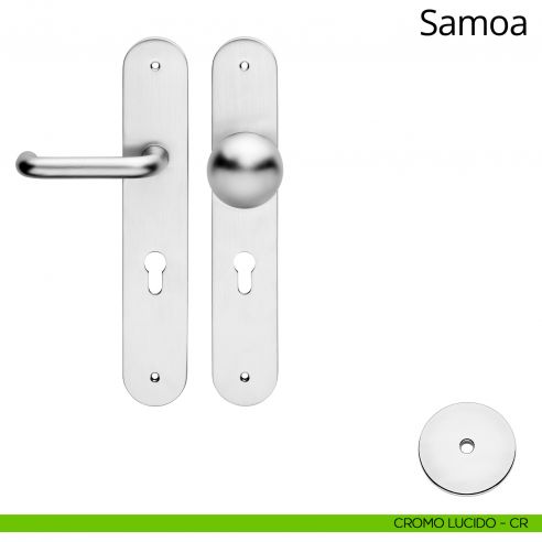 Kit maniglia con pomolo su placca big per hotel Samoa Linea Calì cromo lucido