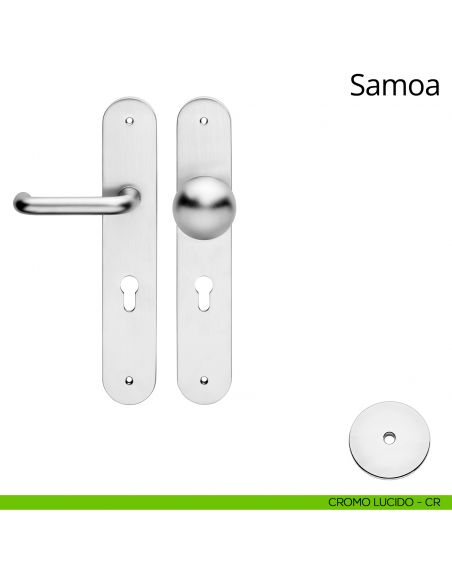 Kit maniglia con pomolo su placca big per hotel Samoa Linea Calì cromo lucido