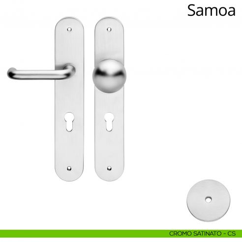 Kit maniglia con pomolo su placca big per hotel Samoa Linea Calì cromo satinato