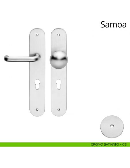 Kit maniglia con pomolo su placca big per hotel Samoa Linea Calì cromo satinato