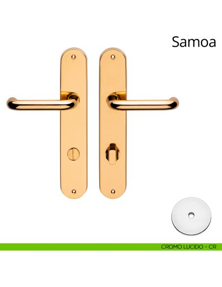 Kit maniglia con nottolino su placca per hotel Samoa Linea Calì cromo lucido