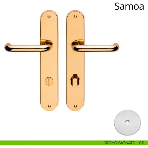 Kit maniglia con nottolino su placca per hotel Samoa Linea Calì cromo satinato