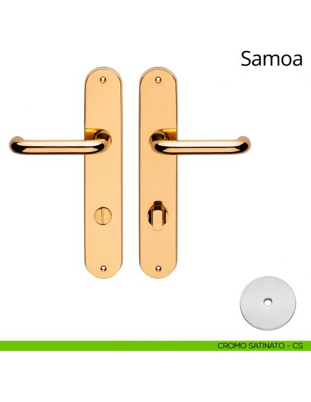 Kit maniglia con nottolino su placca per hotel Samoa Linea Calì cromo satinato