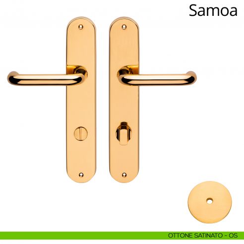 Kit maniglia con nottolino su placca per hotel Samoa Linea Calì ottone satinato
