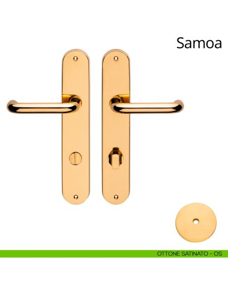 Kit maniglia con nottolino su placca per hotel Samoa Linea Calì ottone satinato