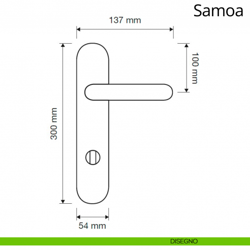 Maniglia per albergo Samoa con nottolino Linea Calì disegno