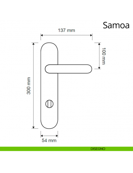 Maniglia per albergo Samoa con nottolino Linea Calì disegno