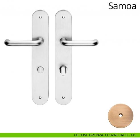 Maniglia per albergo Samoa con nottolino Linea Calì ottone bronzato graffiato