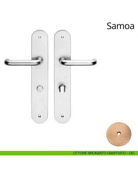 Maniglia per albergo Samoa con nottolino Linea Calì ottone bronzato graffiato