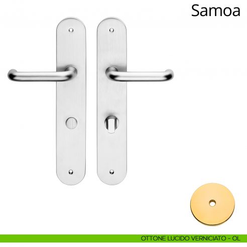 Maniglia per albergo Samoa con nottolino Linea Calì ottone lucido verniciato