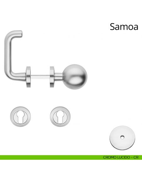 Maniglia per hotel su rosetta Samoa con pomolo Sfera fisso Linea Calì cromo lucido