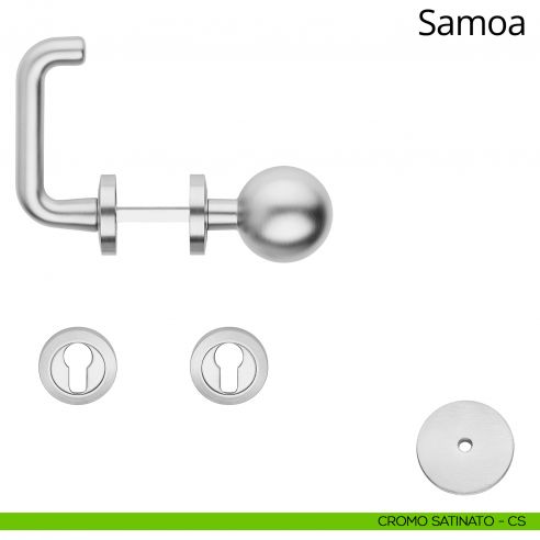 Maniglia per hotel su rosetta Samoa con pomolo Sfera fisso Linea Calì cromo satinato