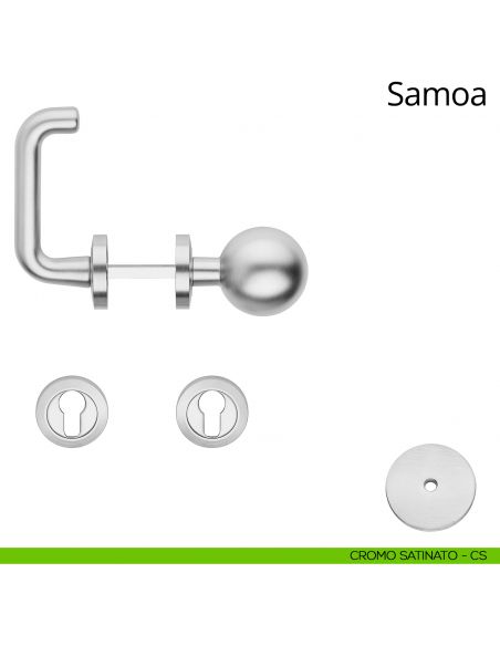 Maniglia per hotel su rosetta Samoa con pomolo Sfera fisso Linea Calì cromo satinato