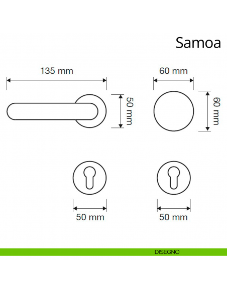 Maniglia per hotel su rosetta Samoa con pomolo Sfera fisso Linea Calì disegno