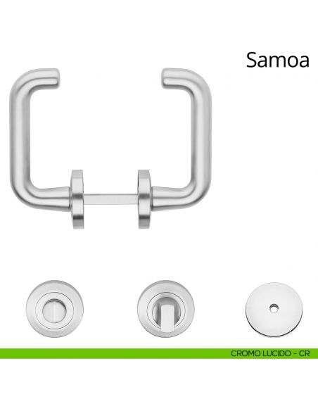 Maniglia per hotel su rosetta con nottolino Samoa Linea Calì cromo lucido