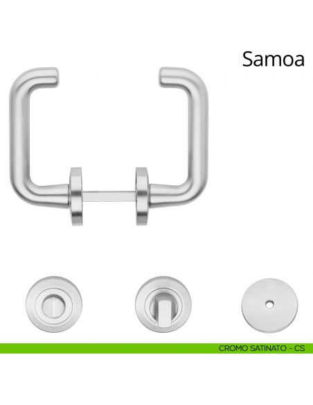 Maniglia per hotel su rosetta con nottolino Samoa Linea Calì cromo satinato