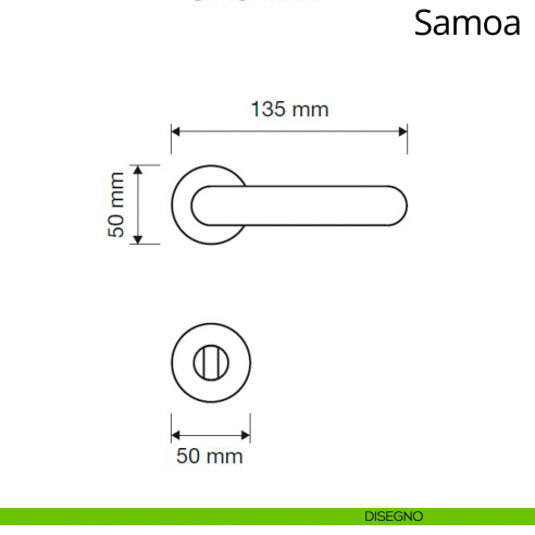 Maniglia per hotel su rosetta con nottolino Samoa Linea Calì disegno