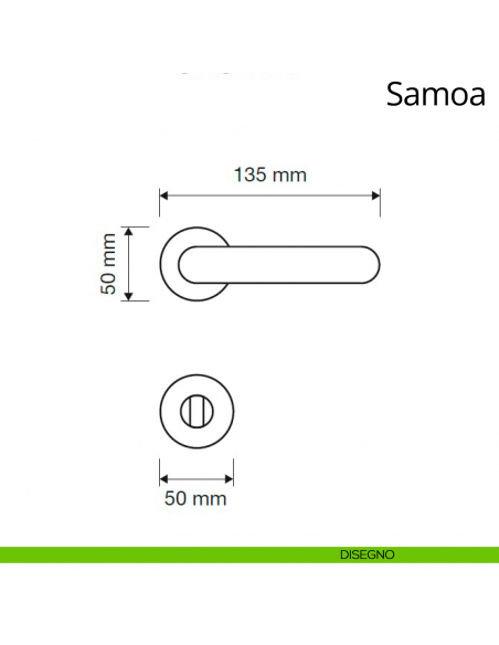 Maniglia per hotel su rosetta con nottolino Samoa Linea Calì disegno