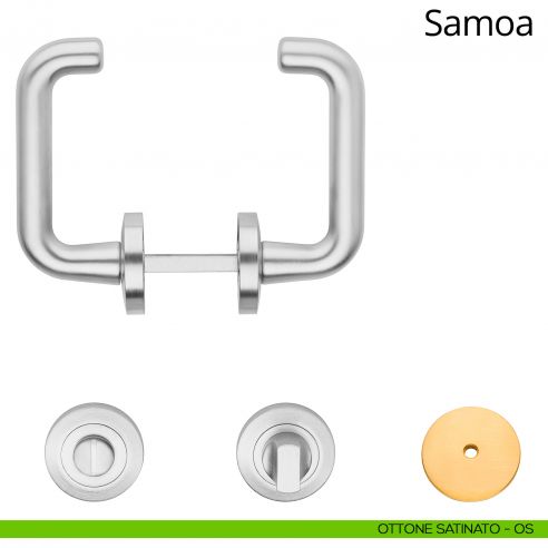 Maniglia per hotel su rosetta con nottolino Samoa Linea Calì ottone satinato
