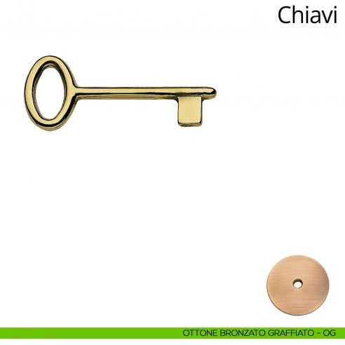 Chiave per porta interna classica Linea Calì ottone bronzato graffiato