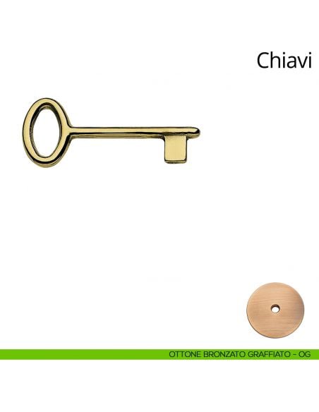 Chiave per porta interna classica Linea Calì ottone bronzato graffiato