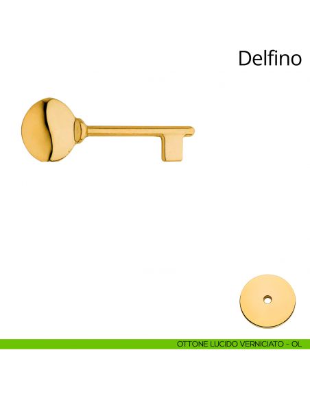 Chiave per porta interna Delfino Linea Calì ottone lucido verniciato