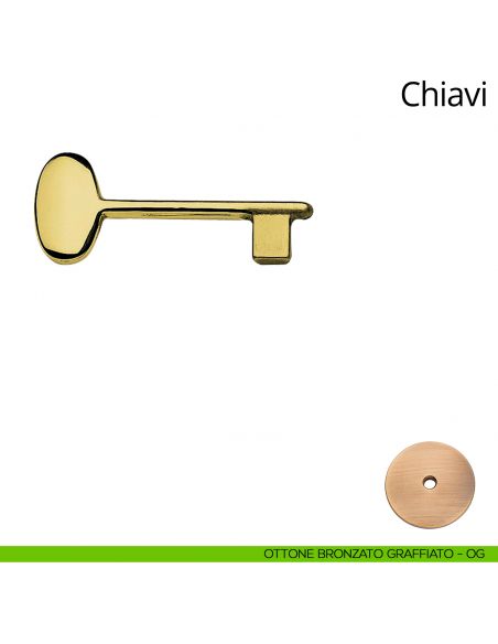 Chiave per porta interna Sirena Linea Calì ottone bronzato graffiato