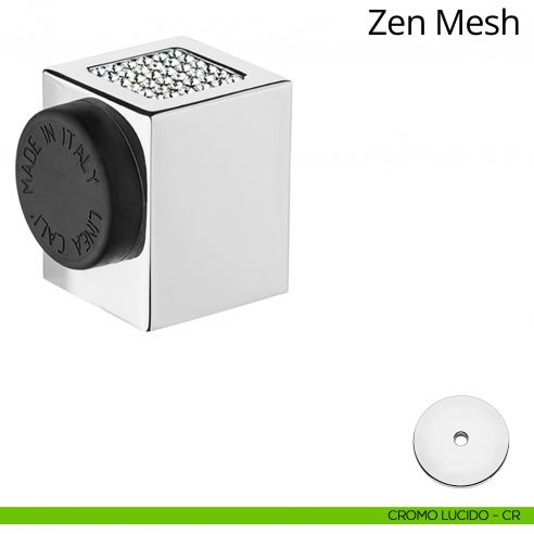 Fermaporta con Swarovski a pavimento quadrato Zen Mesh Linea Calì cromo lucido
