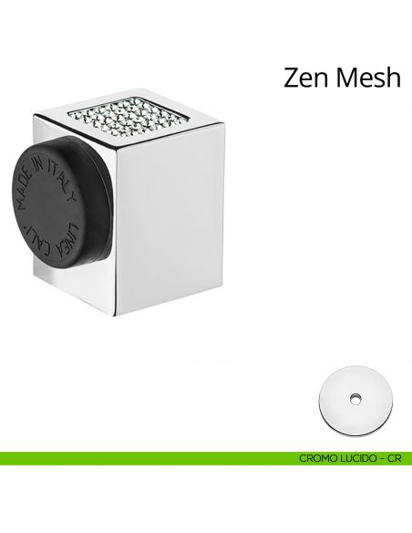 Fermaporta con Swarovski a pavimento quadrato Zen Mesh Linea Calì cromo lucido
