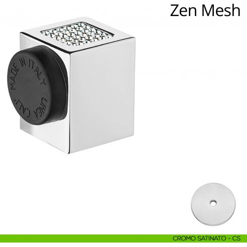 Fermaporta con Swarovski a pavimento quadrato Zen Mesh Linea Calì cromo satinato