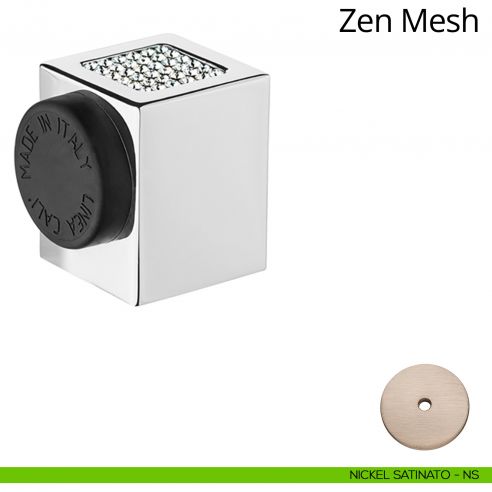 Fermaporta con Swarovski a pavimento quadrato Zen Mesh Linea Calì nichel satinato