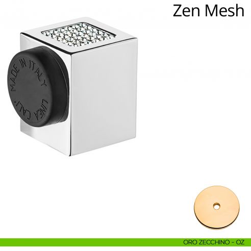 Fermaporta con Swarovski a pavimento quadrato Zen Mesh Linea Calì oro zecchino