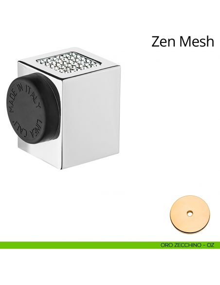 Fermaporta con Swarovski a pavimento quadrato Zen Mesh Linea Calì oro zecchino