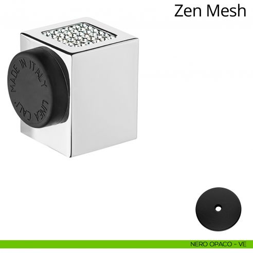 Fermaporta con Swarovski a pavimento quadrato Zen Mesh Linea Calì nero opaco