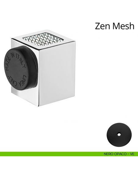 Fermaporta con Swarovski a pavimento quadrato Zen Mesh Linea Calì nero opaco